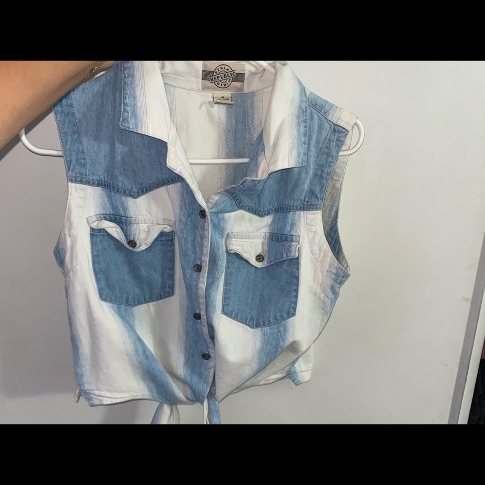 Blue and white tank top